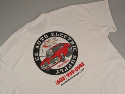 CE Auto Electric Supply White T-Shirt Rear