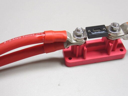 2/0 AWG ANL Fuse Holder with Double Stacked 2/0 AWG Cables without Cover