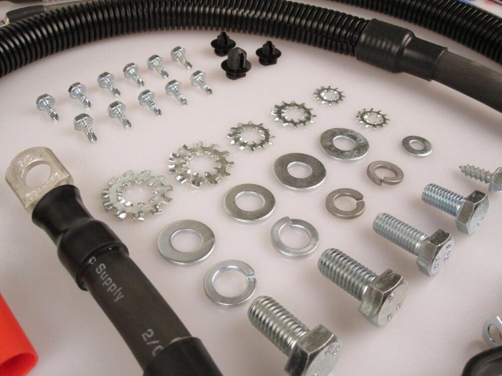 2003-2007 Ford 6.0L Power Stroke Diesel Truck Battery Cable Kit Hardware Close-up