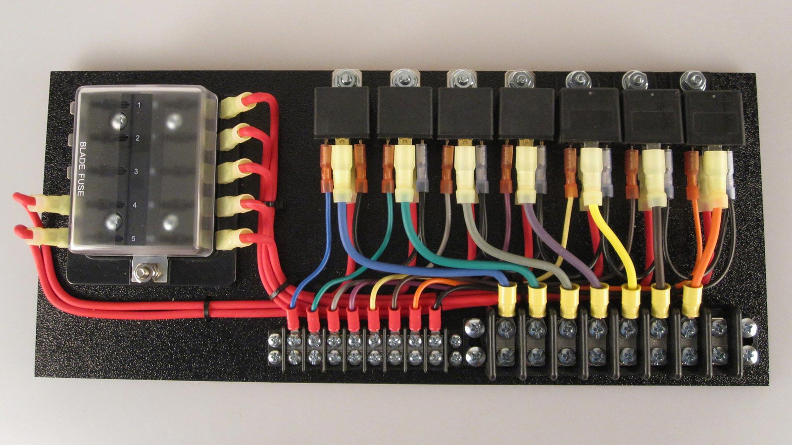 7-Relay Panel with Push-ons with 10-pos ATC Fuse Panel