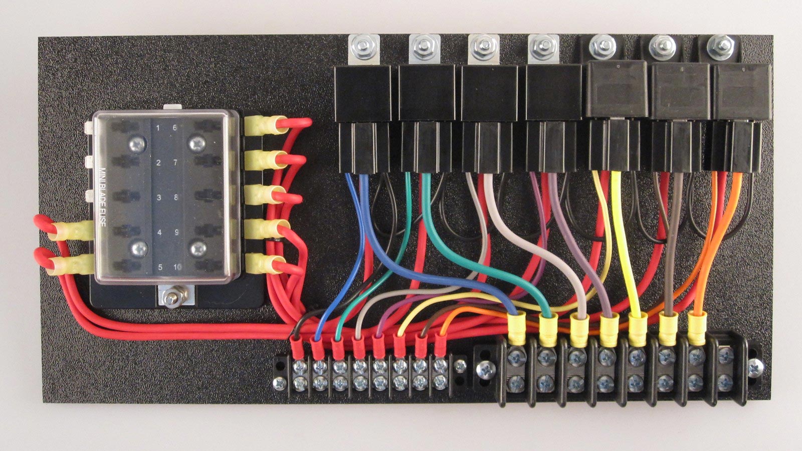 7-Relay Panel with Relay Sockets 10-pos ATC Fuse Panel