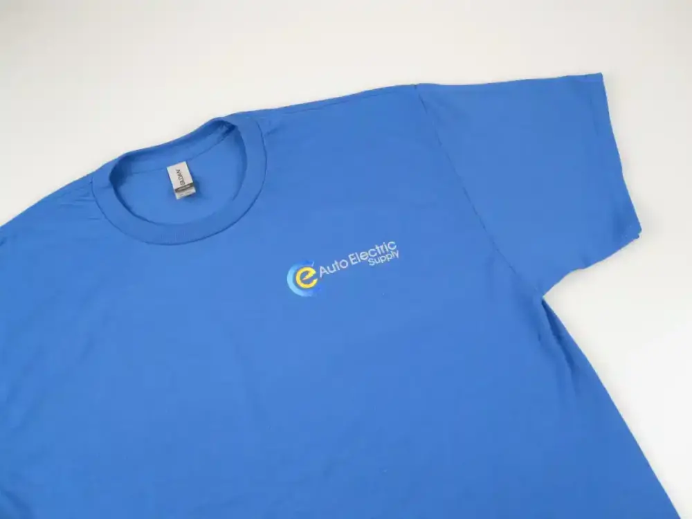 CE Auto Electric Supply Blue Jeep T-Shirt Front