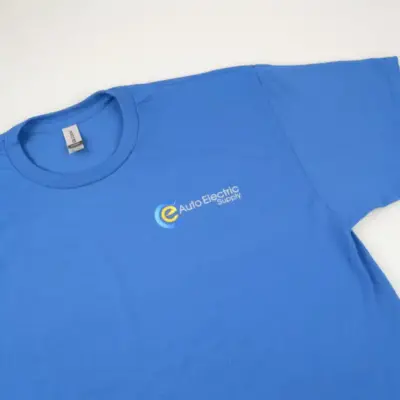 CE Auto Electric Supply Blue Jeep T-Shirt Front
