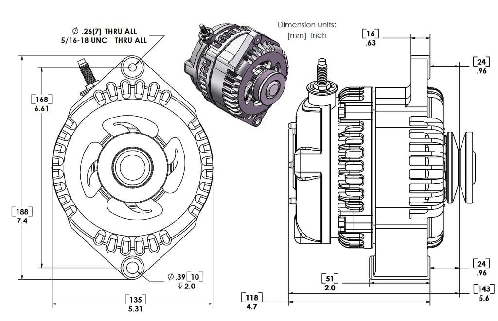 Mechman 170A 19631985 GM Replacement Alternator CE Auto Electric