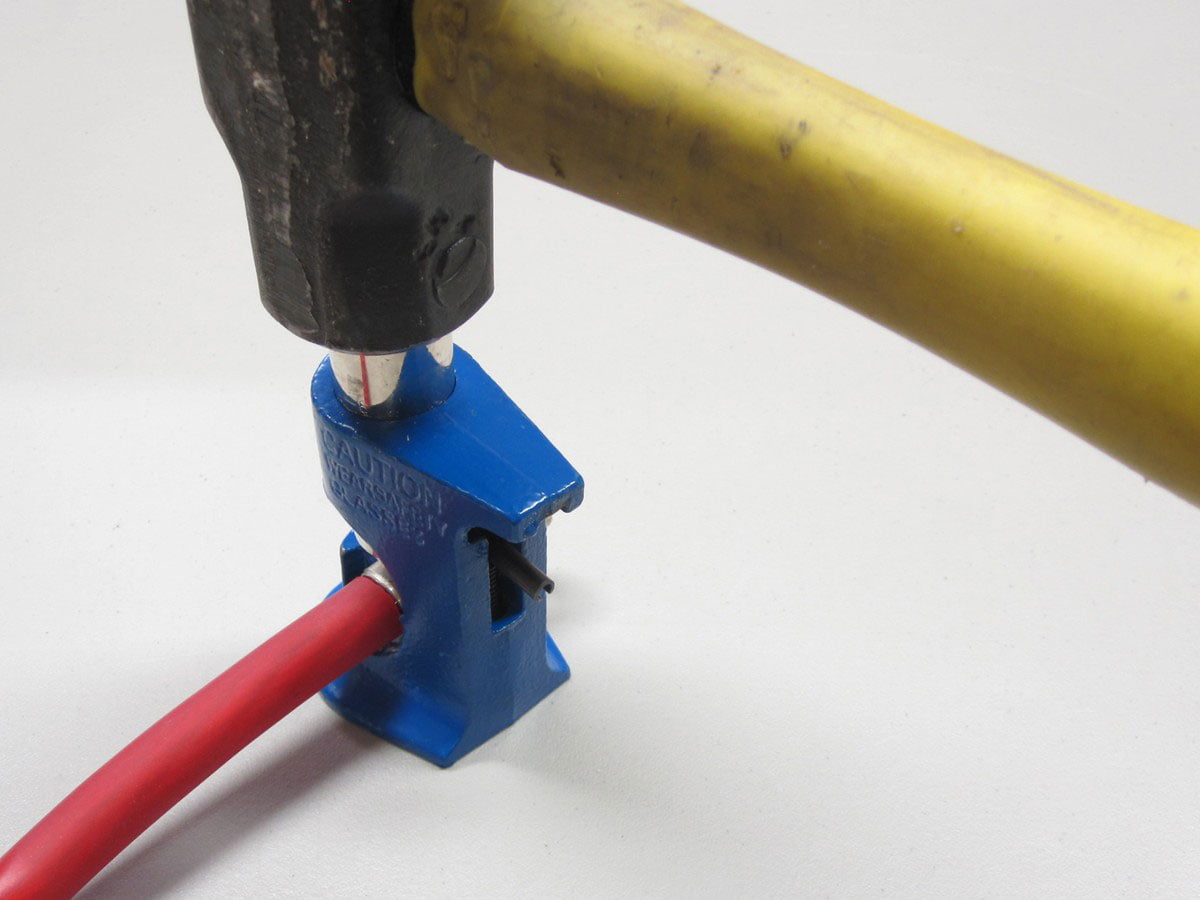 Hammer Crimp Tool Step 3 – Drive the Indentor into the terminal with a BIG hammer