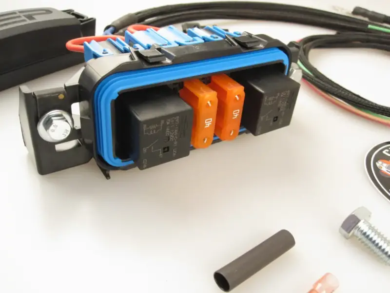 100A Heavy Duty Dual Fan Relay Kit - EFI Negative, Cover Removed