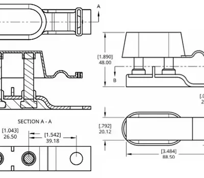 EGIS MRBF Terminal Fuse Block - Dual Output, Drawing