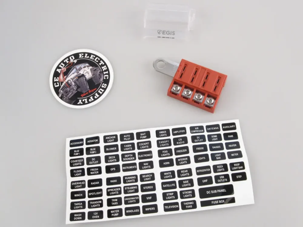 EGIS RT Battery Terminal Mount Fuse Block - 4-Circuit, Labels