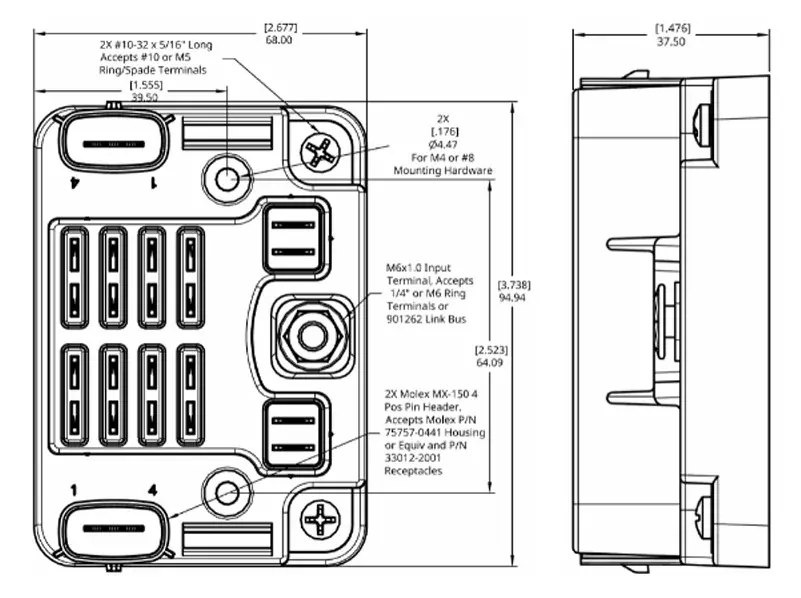 Egis Fuse Block ATO/JCase 8+2, Dimensions