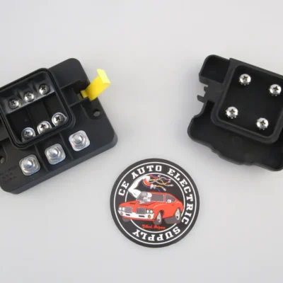 EGIS Waterproof 3-position MIDI Fuse Holder with M6 Output Studs with Cover Removed