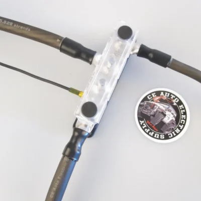 EGIS PowerBar - Black - Four M10 (3/8") Studs +4 Circuits (#8) - 600 Amp with Cables Attached
