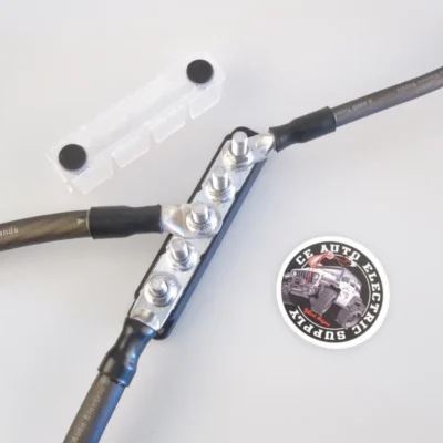 EGIS PowerBar Five M10 (3/8) Studs - 600A w-Cover with Cover Removed and Cables Attached