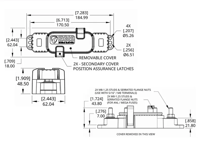 EGIS Sealed AMG / MEGA Fuse Block - Drawing
