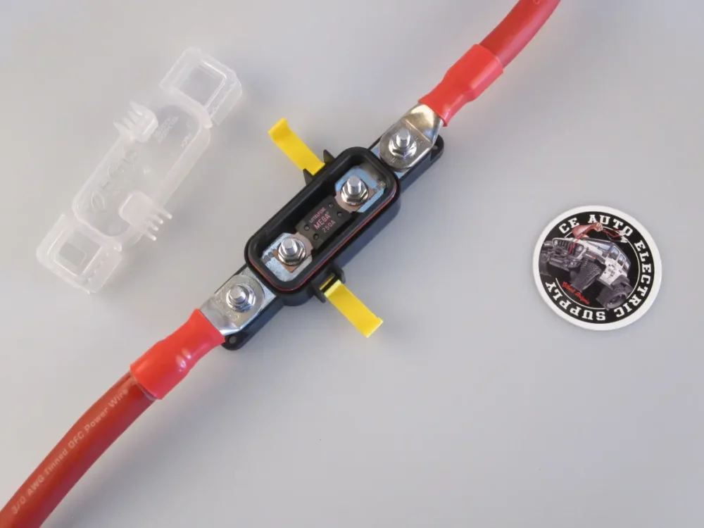 EGIS Sealed AMG / MEGA Fuse Block with 3/0 AWG Cable and Cover Removed