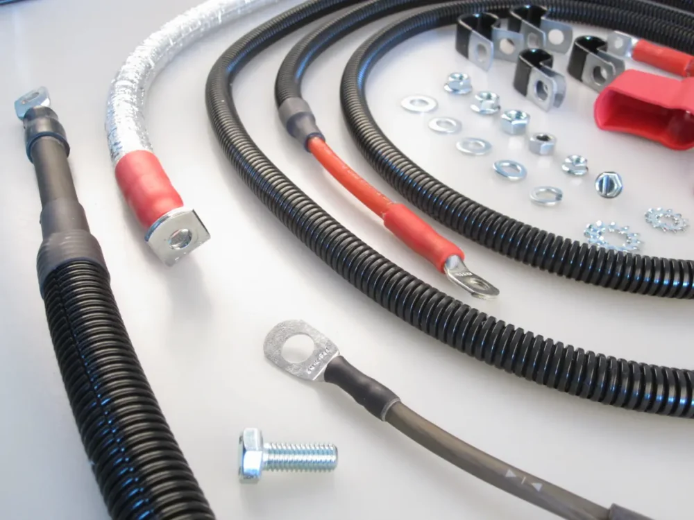 1995-1997 Chevrolet / GMC 1500 Battery Cable Kit - Eyelets and Loom Close-up