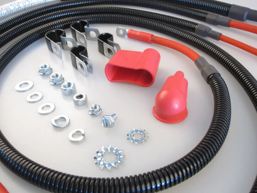 1995-1997 Chevrolet / GMC 1500 Battery Cable Kit - Hardware and Boots Close-up